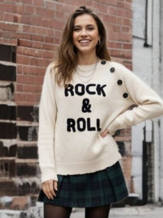 Zadig & Voltaire Sweaters - Zadig & Voltaire Rock & Roll  Embroidered Cashmere Reglis Bis Sweater